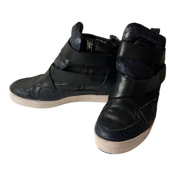 Michalsky For Kennel Schmenger Luxury Leather Blue High Sneakers RARE US M5.5/W7 - Picture 3 of 10